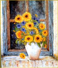 SUNFLOWERS AND THISTLES (Still Life)